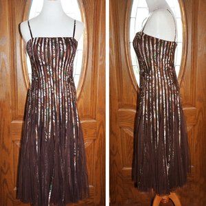 Cache Chocolate Brown Party Cocktail Dress 3/4 Length Dress Size 8